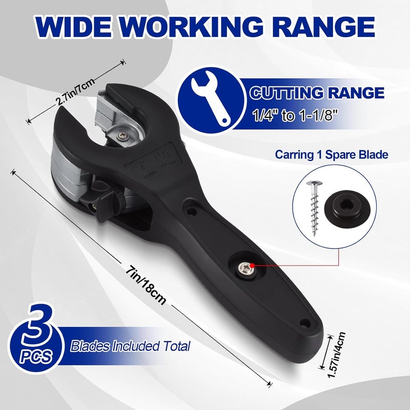 SYFLHYP 3rd Gen Ratcheting Tube Cutter in Narrow Space, Premium Pipe Cutters(1/4in to 1-1/8in) for Copper, Brass and Aluminum, Together with 3 Replacement Steel Bades, 1 Slip-free Gloves - Image 2